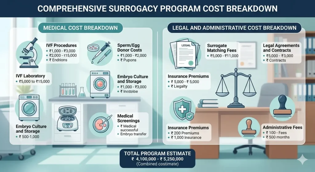 Comprehensive surrogacy cost in Delhi breakdown chart at Delhi Surrogacy Centre