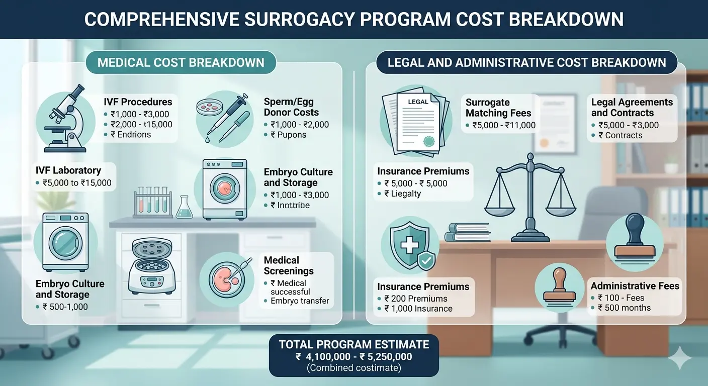Comprehensive surrogacy cost in Delhi breakdown chart at Delhi Surrogacy Centre