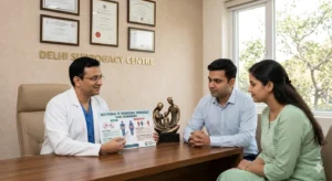Dr Mannan Gupta explaining gestational surrogacy vs traditional surrogacy legal frameworks in India at Delhi Surrogacy Centre.